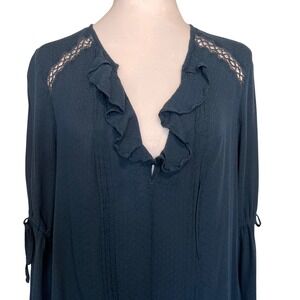 Free People Navy Blue Boho‎ Ruffle Tunic Women's Medium